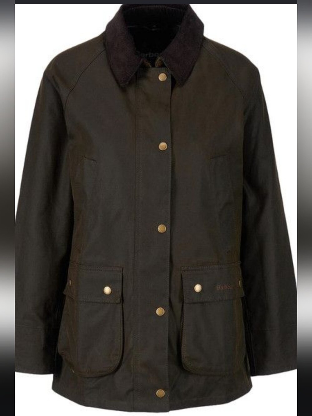 Barbour Dark Brown Waxed Utility Jacket with Cord Collar